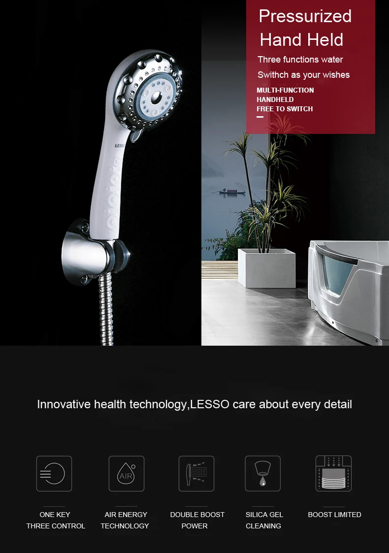 WP06512 moisture proof and water saving medium pressure rainfall hand held shower head