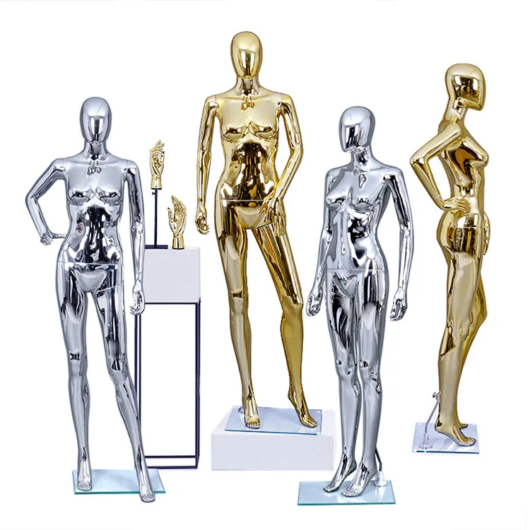 

XINJI Wholesale New Mannequins Female Mannequin Color Chrome Gold Silver Full Body Maniquies Women, Gold, silver color