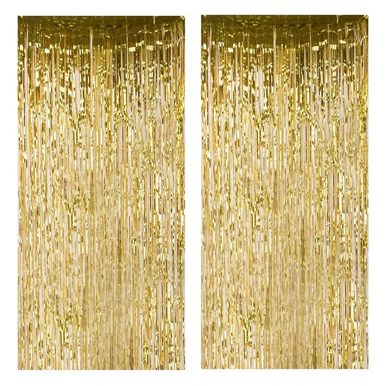 Silver Metallic Tinsel Foil Fringe Curtains Photo Booth Props For Party