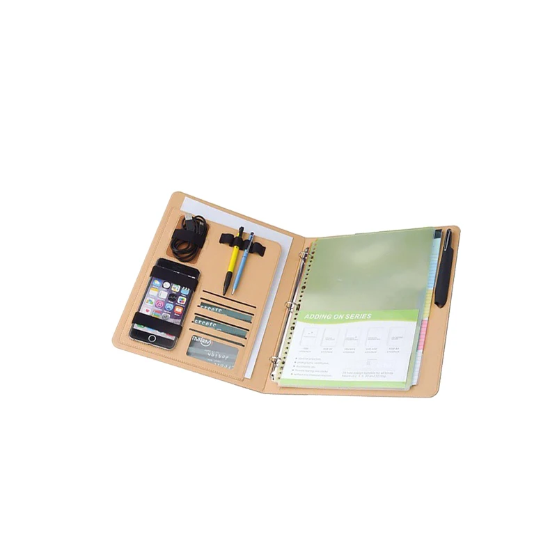 
Soft cover leather diary ring bound file folder 