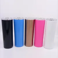 

wholesale 20oz colourful skinny tumbler double wall stainless steel insulated vacuum tumbler with lid and straw