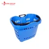 Good Selling convenient Blue plastic large capacity easy-moving Two Wheels shopping market Trolley Basket