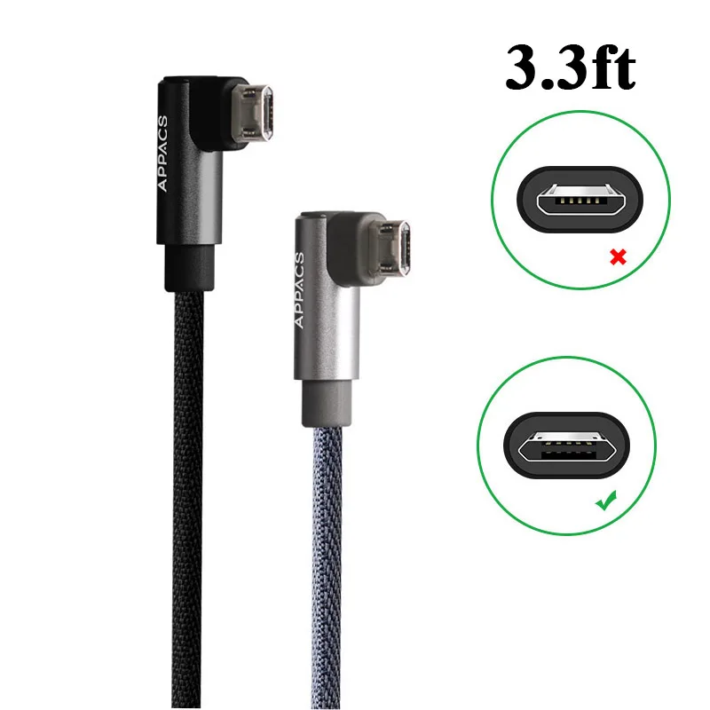 

High Quality Nylon Braid Double Sided 90 Degree Right Angle Micro USB Cable, N/a