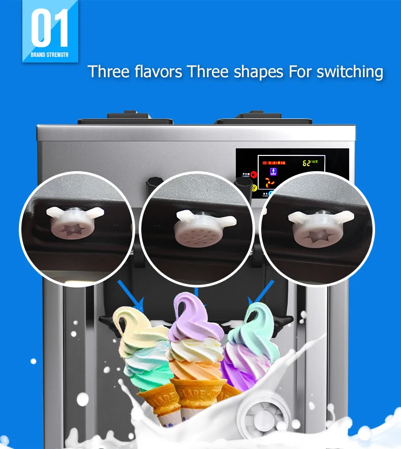 Commercial 3 flavor soft serve ice cream machine factory price