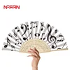 Unique music notes white paper bamboo hand held fan for pubs