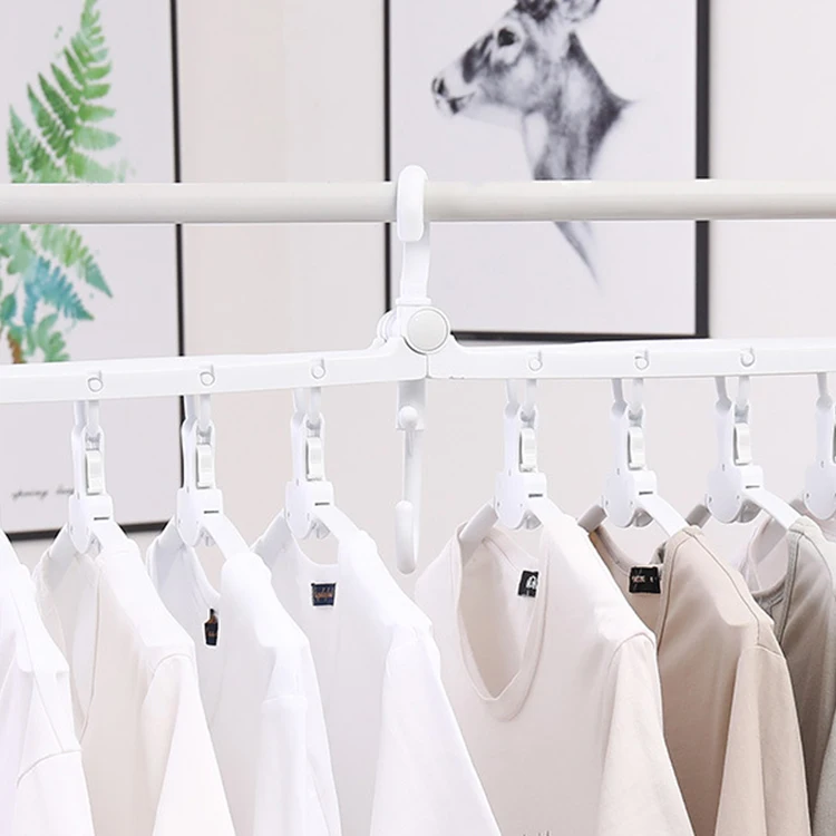 

Travel Folding Multi-functional Magic Plastic Cloth Rack Hanger, White