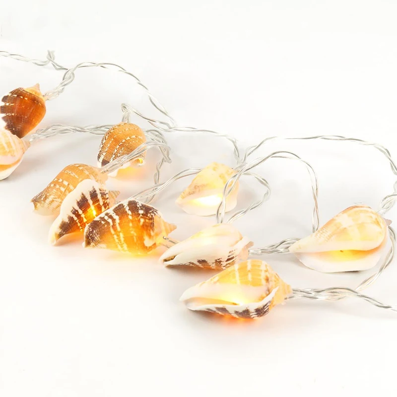 Sea Shell Fairy Lights - Battery Operated - 10 Warm White Leds - Real ...