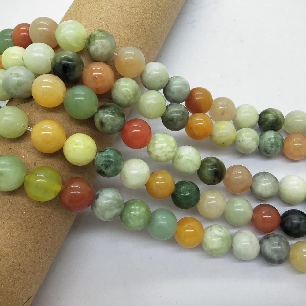 

8mm  Hot Fashion Beads for Jewelry Making Crafts Natural Smooth Flower Jade Gemstone Loose Beads