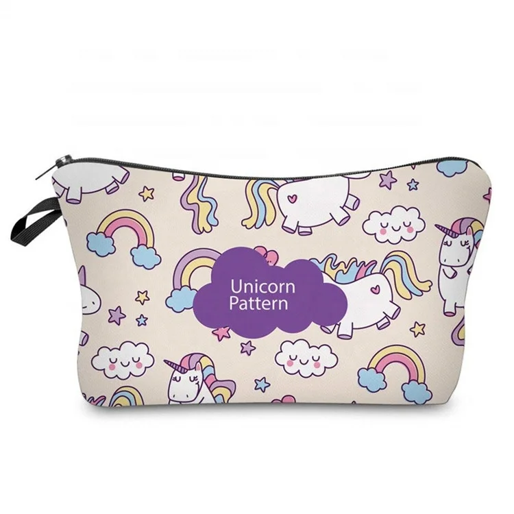 

Toiletry Cosmetic Bag Makeup Bag Hot Sell High Quality Neoprene Foldable Unicorn Travel Putting Makeup Product Opp Bag Fashion, Customized