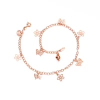 

W-70003 Xuping fashion jewelry new design fancy rose gold with butterfly pendant and small bell anklets foot jewelry