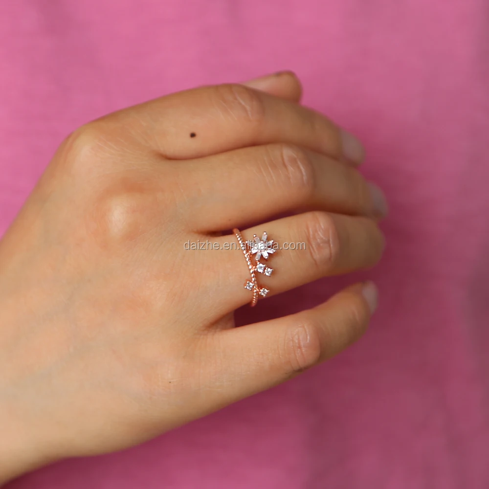 

fashion pink cz paved rose gold charm rings for girl lady party festival jewelry gift