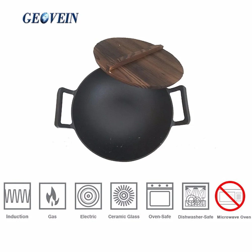 High Quality Hot Selling Big Wok Cast Iron Black Wok For Camping