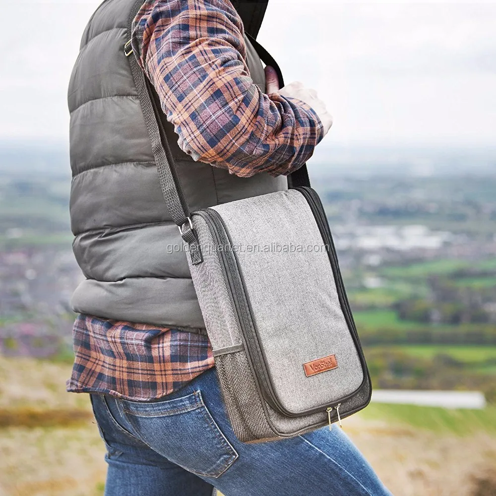 2 Bottle Wine Carrier Bag Tote Insulated Food Cooler Bag Waterproof