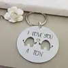 Silver Key Ring - I love you a ton keyring,elephant Stainless Steel keychain, gift for boyfriend /partner