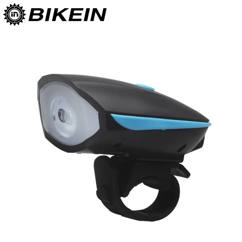 

BIKEIN- Super Bright 2 in 1 Mountain Bike Speaker Led Light Night Riding Headlights Electric Horn USB Charging Lamp Bicycle Bell, Black shell;white light