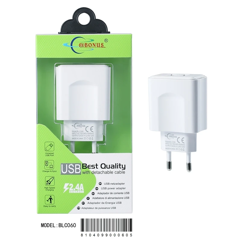 
2019 Wholesale Price 5V 2A Dual USB Fast Wall Charger Mobile Phone Charger 