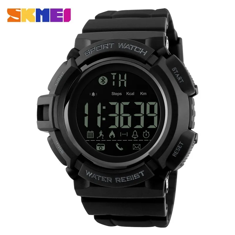 

Newest style smart bluetooth compatible calorie app remind pedometer Men world time survival compass Skmei 1245 digital watches