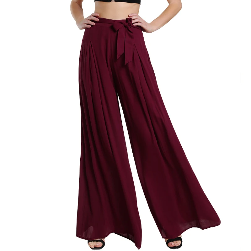 

Ladies Plus Size Self Tie Fold Pleated Palazzo Pants, Any color