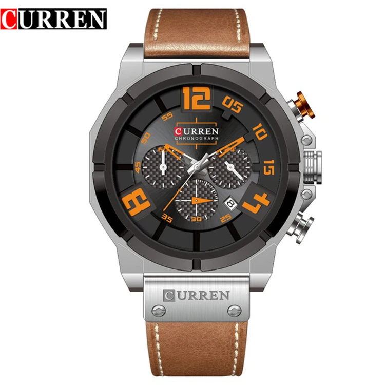 

CURREN 8287 Top Brand Chronograph Quartz watches Men 24 Hour Date Men Sport Leather Wrist Watch