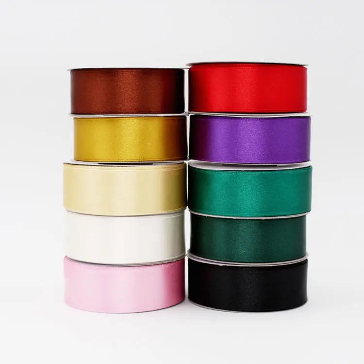 

Wholesale custom 3-100mm double faced sided satin ribbon 1" 25mm, 196 colors
