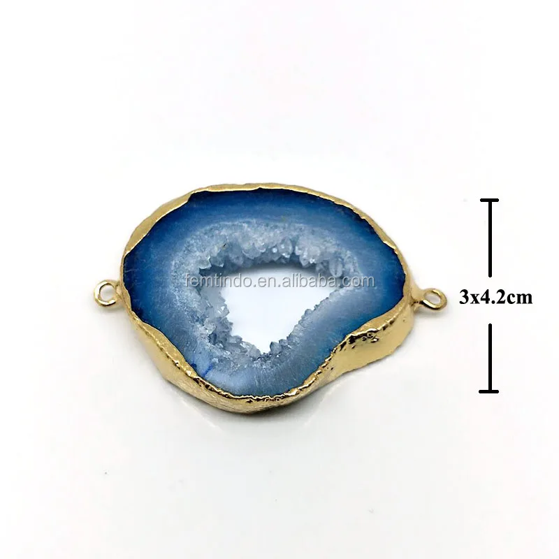 

Brazilian Agate Druzy Slice Connector - Electroplated Silver Edged Agate Geode Slice Drusy Druzy Pendant Indian Jewellery, Gold or silver