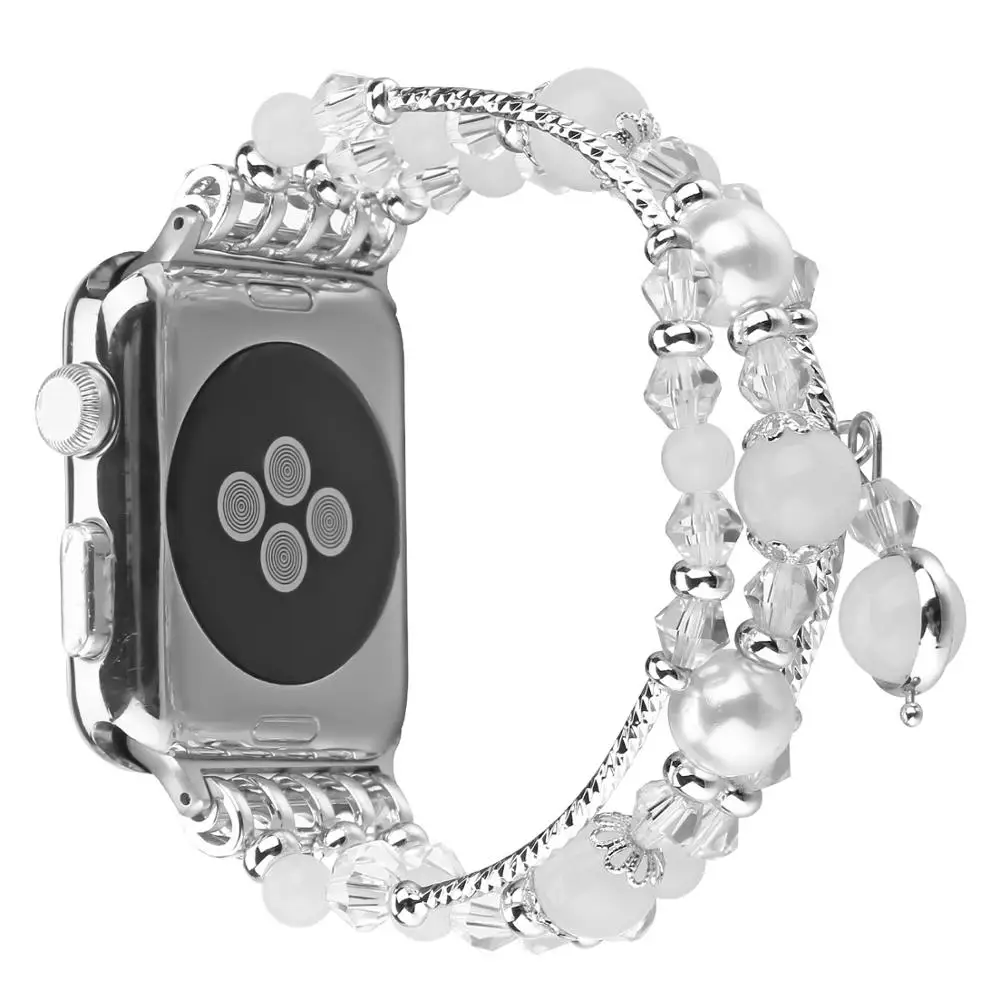 

Metal Night Luminous Pearl Bracelet Band For Apple Watch iWatch 2/3/4 38/42/44mm, Rose gold,silver