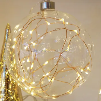 10l Warm White Led Light Up Glass Ball With Copper Wire Light Hanging ...