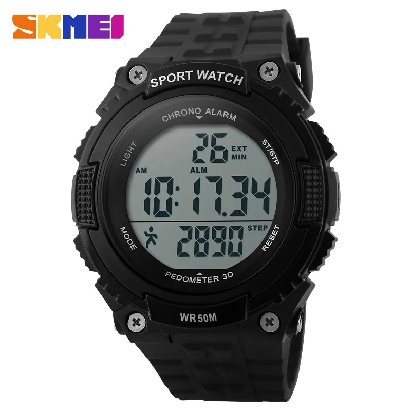 

SKMEI Waterproof Sports Watches Men Women Army Military Watch Stopwatch 3D Pedometer Led Digital Wristwatch Relogio Masculinos