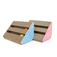 

Hot Selling Safety High Density Triangle Corrugated Paper Cat Scratching Board With Playing Ball