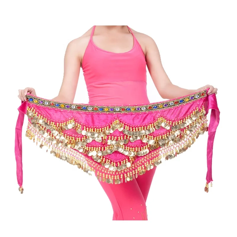 
2019 Bestdance Belly Dance Velvet & Golden Coins Belt Dancer Hip Skirt Scarf Wrap 4 colors 