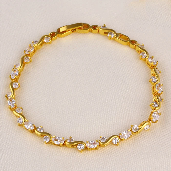 

71698 xuping Latest Design Hot Sale Cubic Zirconia Stone gold flating jewelry bracelet