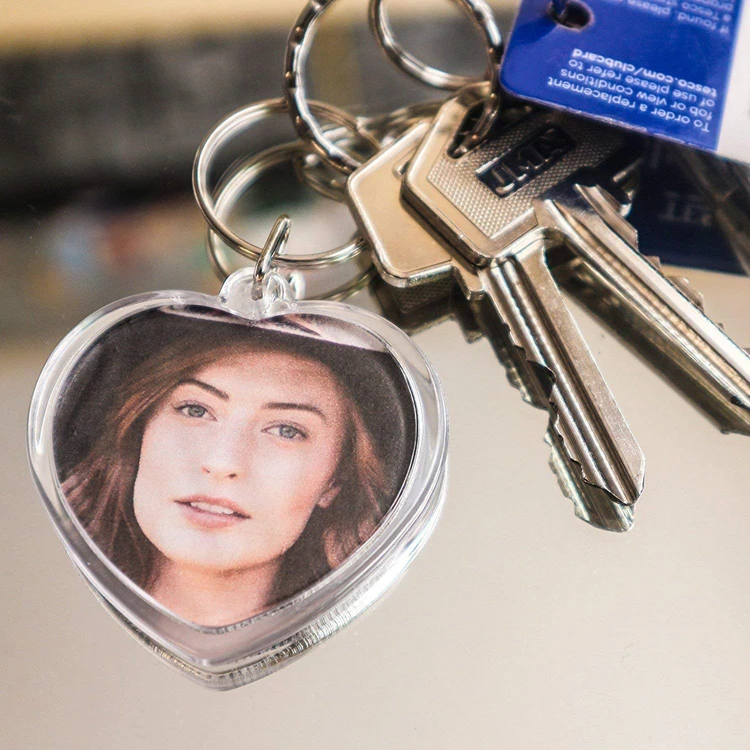 Acrylic Photo Keychain With Photo Insert Heart Shaped Keychain For Diy