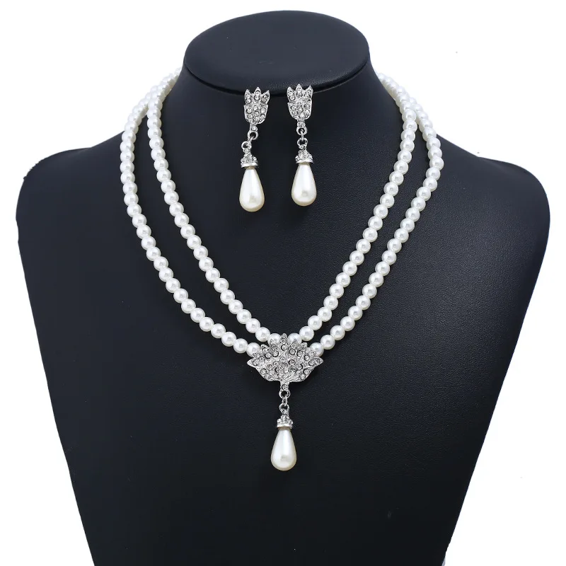 

Indian jewelry pearl necklace set imported from china, N/a