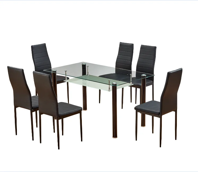 black glass top dining table set