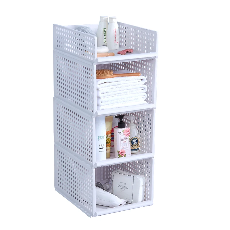 

Plastic Wire Closet Clothing Clothes Organizer Storage Rack Basket Shelves Drawers, White