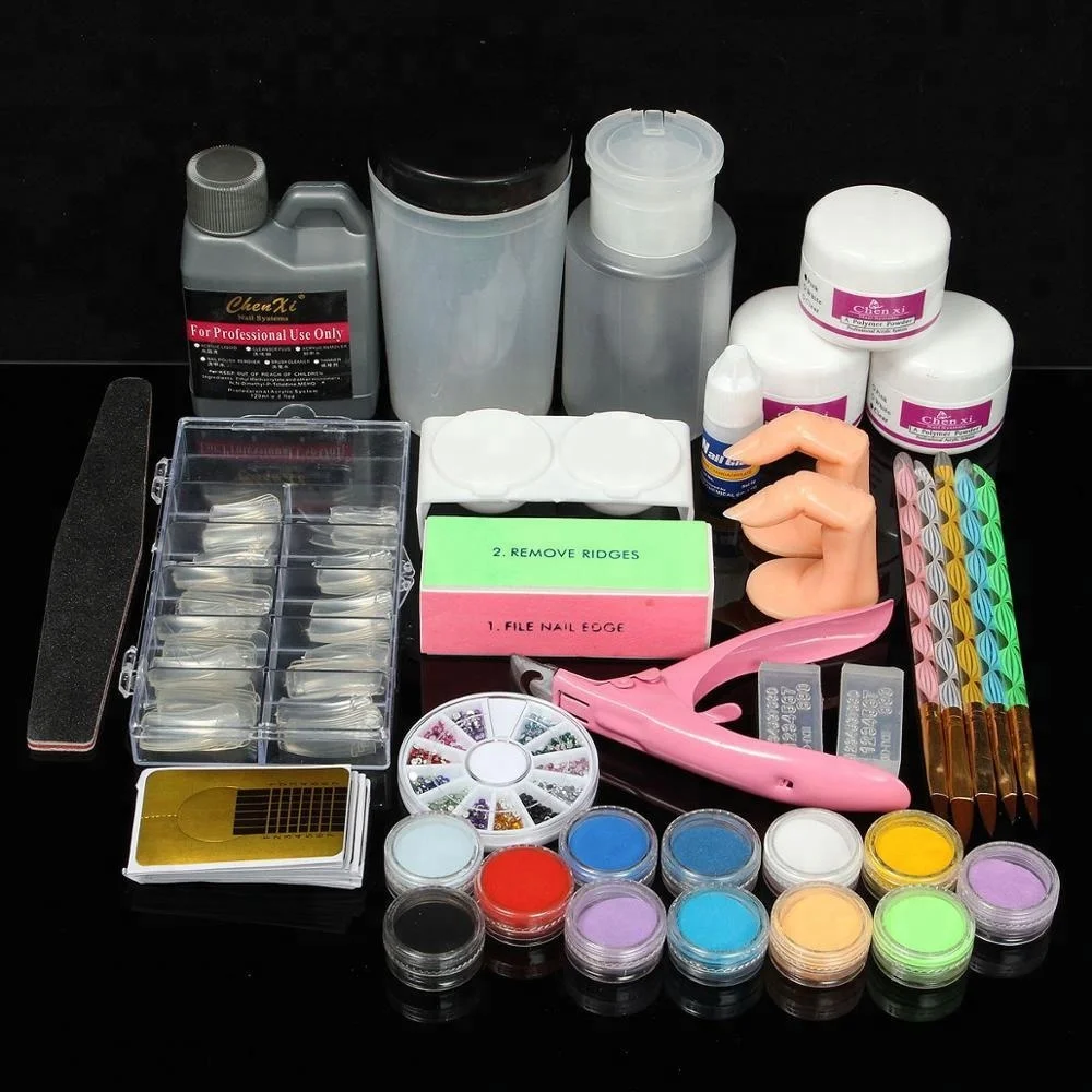 

Acrylic Liquid Powder French Nail Art Set Tip Pump File Clipper Kit NK013