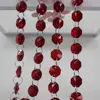 New Fashion 14mm Clear Dark Red Glass Octagon Diamond Beaded Chandelier Prism for Valance Window Door