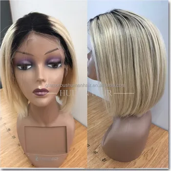 Ombre Human Hair Wig 1b 613 Two Tones Omber Hair Lace Frontal