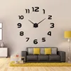 Art Deco Style Wall Clock Watch Large Modern Simple Home DIY Sticker Decal 3D Roman Numeral Home Decor Clock
