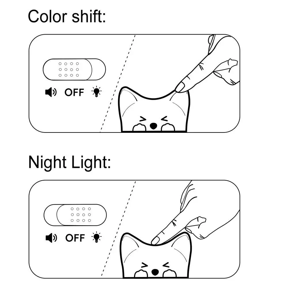 Soft Silicone Cute Cat Night Light with Sounds USB Rechargeable Press Control Desk Table Lamp 7 Colors Change Gift for Child