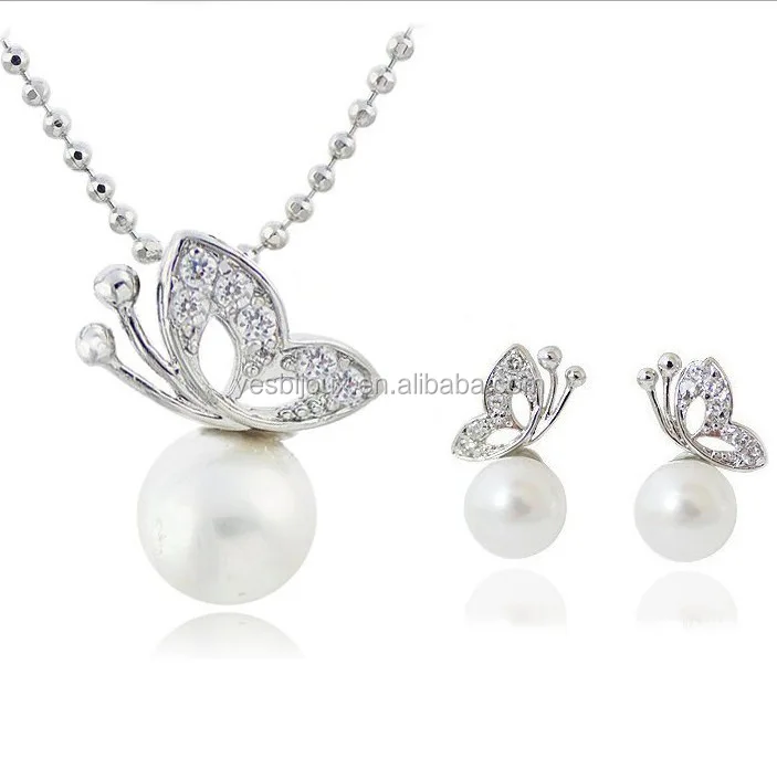 

cheap gold jewelry set pearl butterfly jewellery wholesale