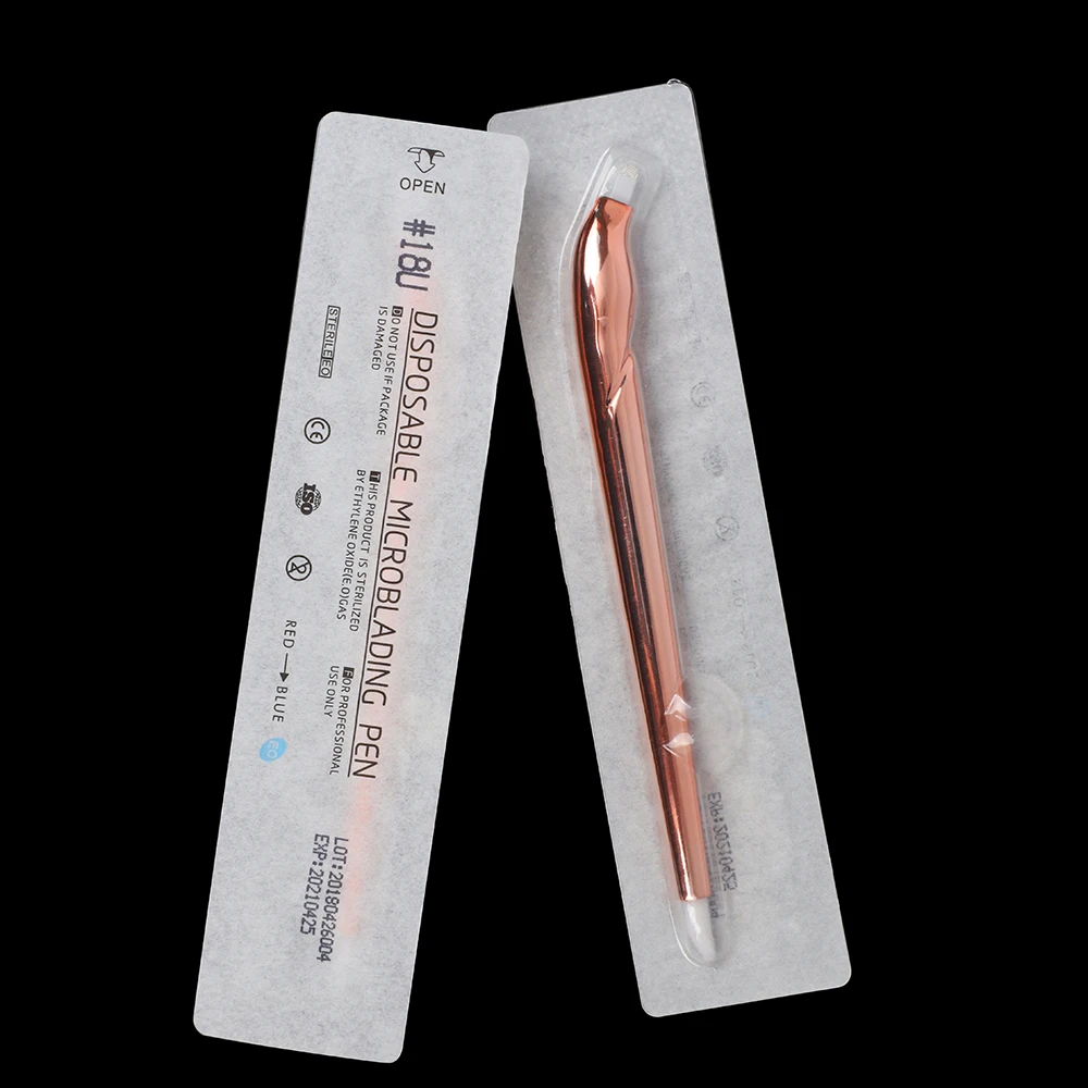 

Lushcolor OEM 18 U Shape Permanent Makeup Microblading Disposable Pen With Needles Eyebrow Tattoo Factory, Champagne