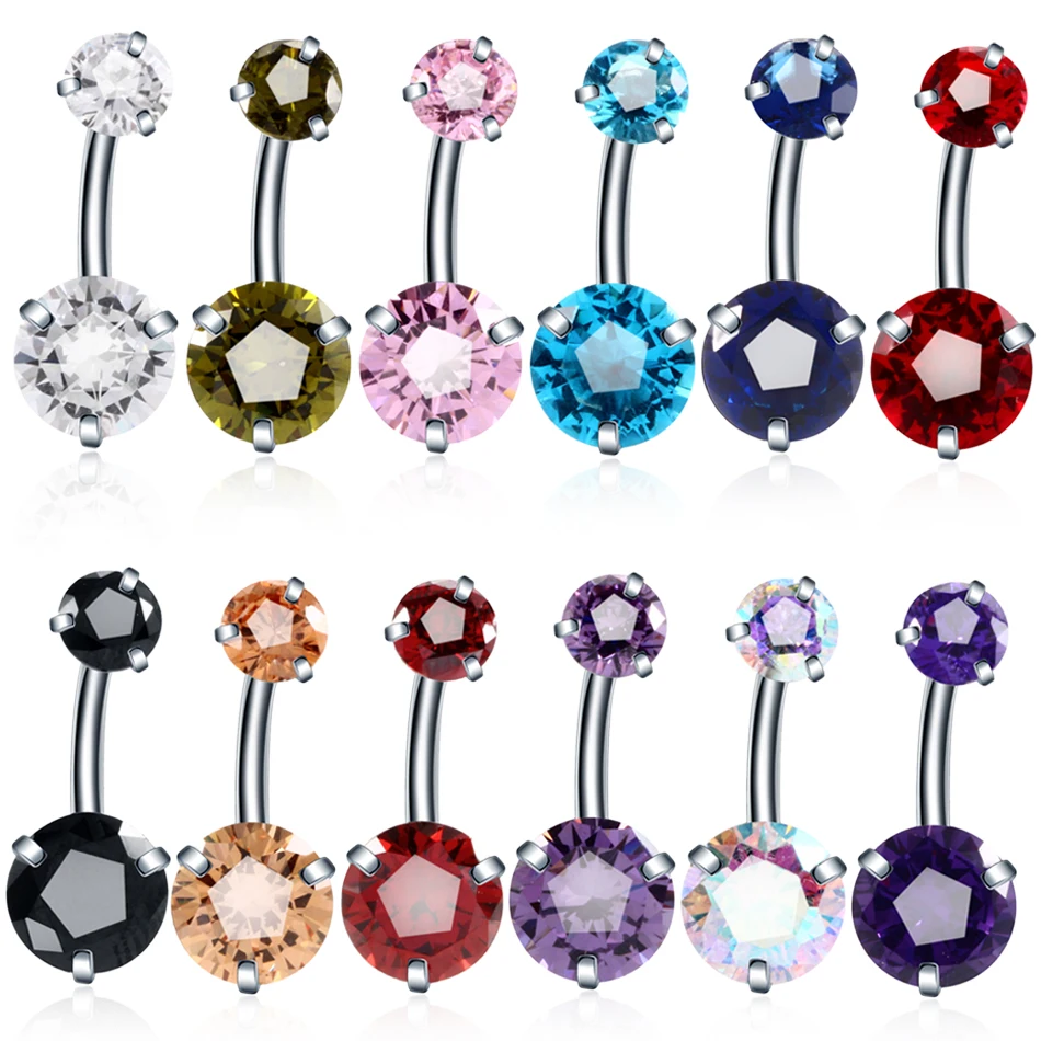 Surgical Steel Crystal Zircon Body Jewelry Belly Button Rings Piercing