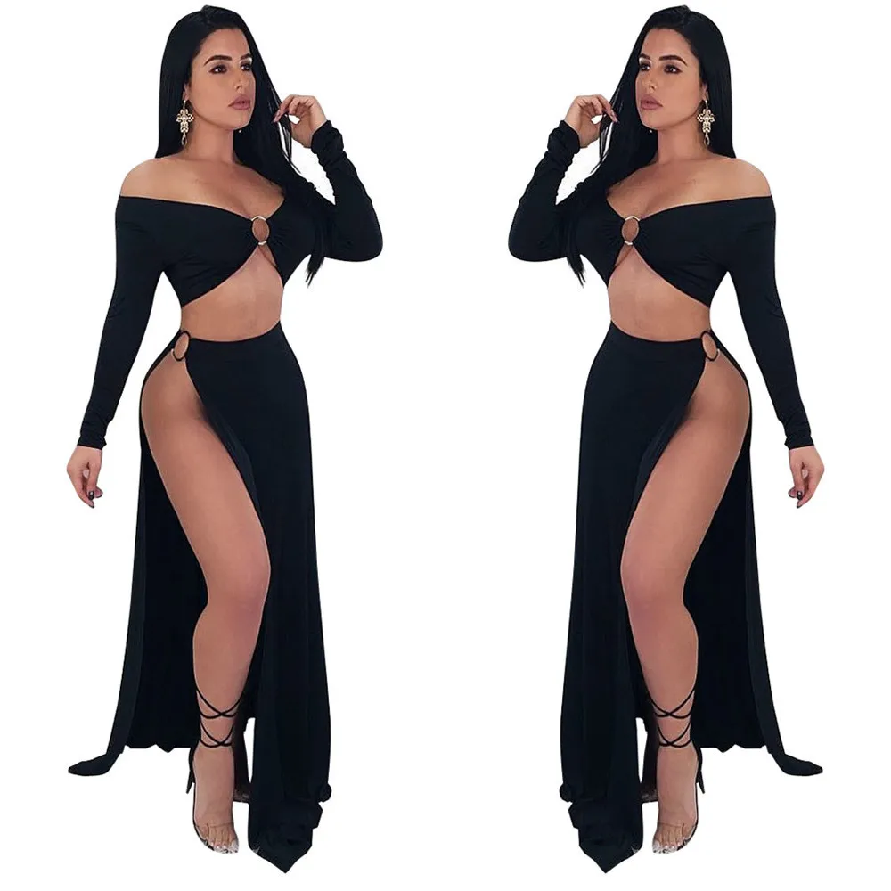 

B34109A 2021 Western Summer stylish crop top and skirt women dress set