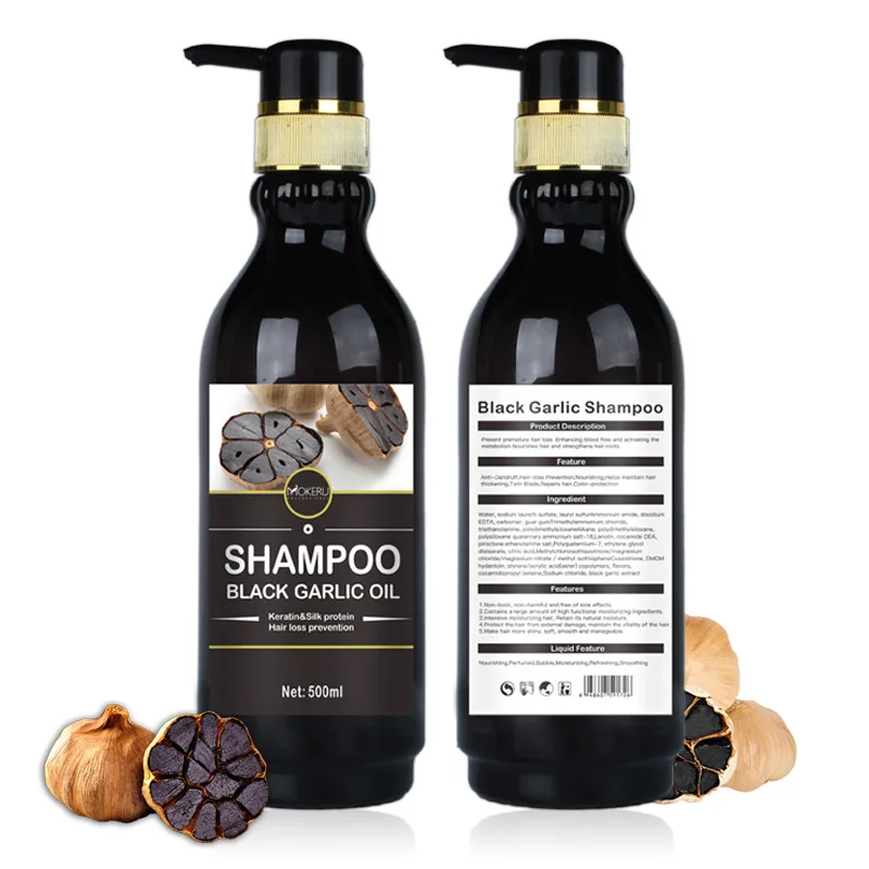 

Wholesale High quality hair loss prevention black garlic shampoo organic keratin black garlic hair growth shampoo
