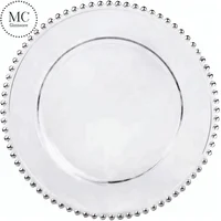 

Wholesale wedding clear beaded glass charger plates