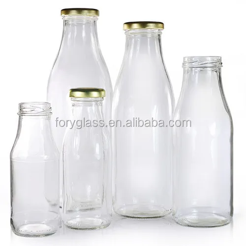 250ml 300ml 500ml Round Milk Shake Glass Bottle Juice Bottle With Lid