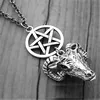 Silver Ram Head Necklace Pentagram Necklace Gothic Goth Witch Witchcraft Satanic Baphomet Goat's Head necklace