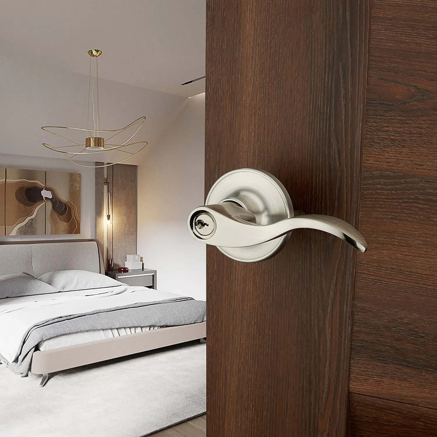 Commercial Hotel Bathroom Stainless Steel Handle Door Lock Hotel Door