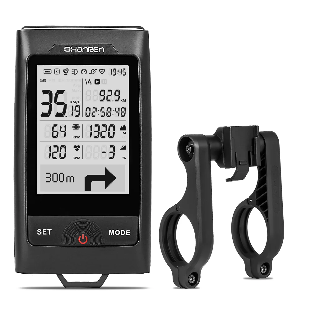 

Shanren bike computer GPS, ANT+ bicycle computer with smart warning light - Click Bundle